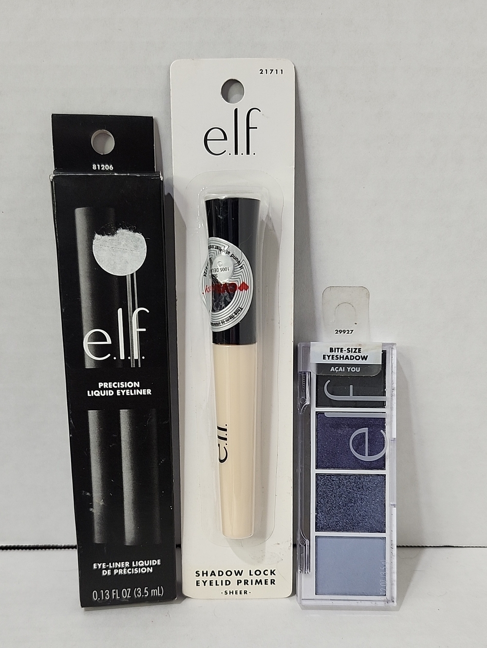 ELF Makeup Precision Liquid Eyeliner, Shadow Lock Primer & Bite-size Eyeshadow